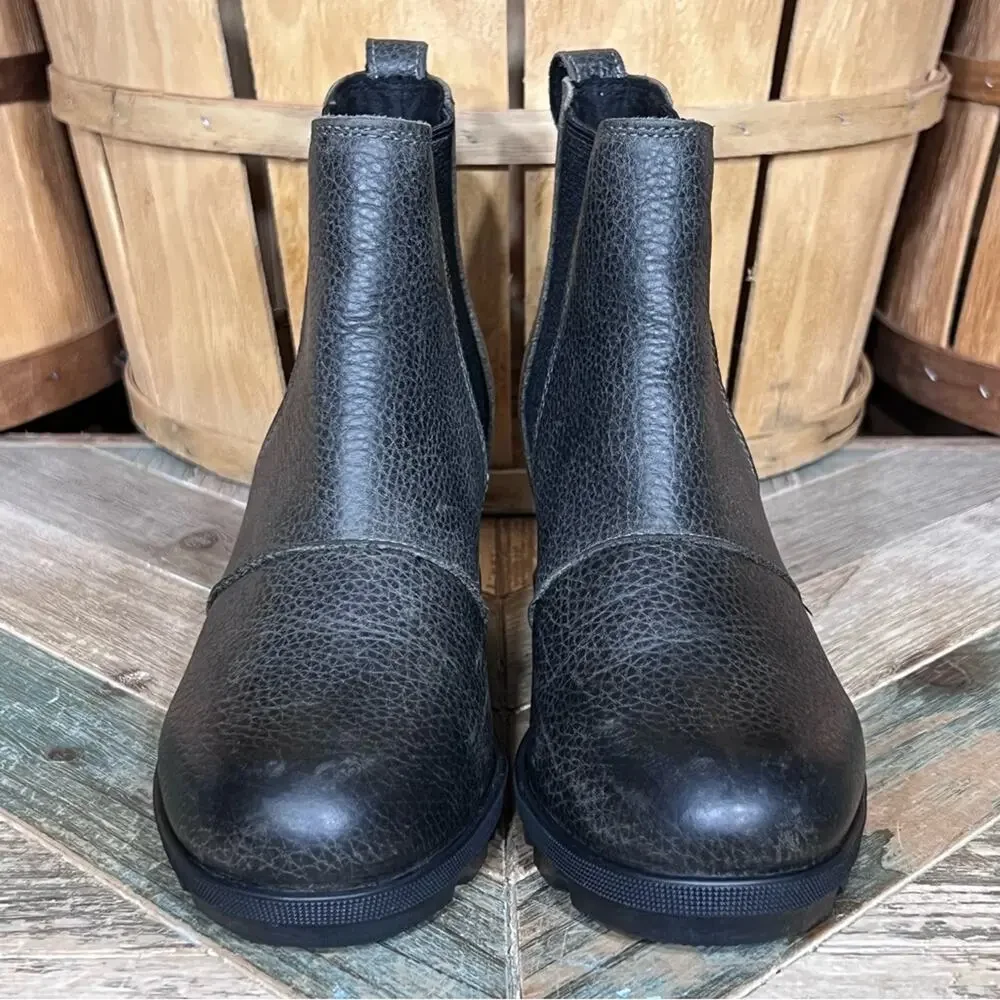 Sorel Joan Of Arctic Wedge II Gray Leather Waterproof Chelsea Boots Womens 6.5